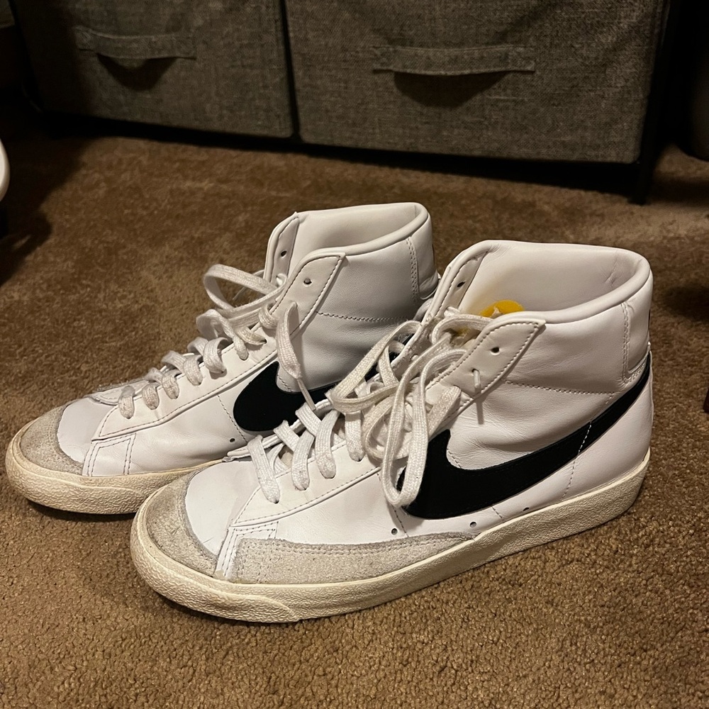 Nike White and Black High-Top Sneakers